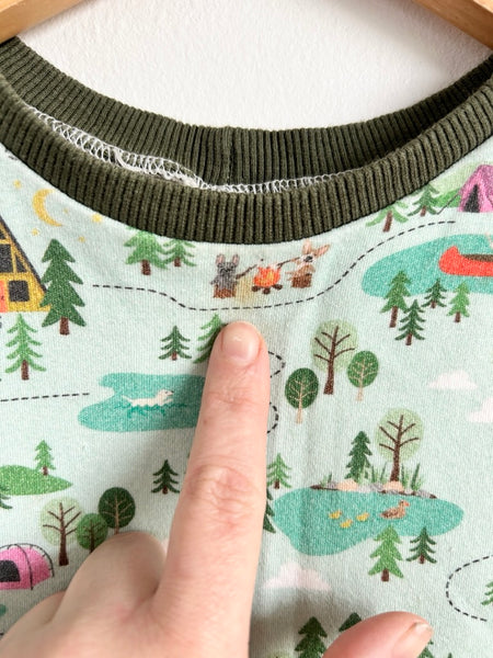 Handmade Green Camping Tank Romper • 2-3 years