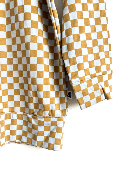 Little and Lively Blue and Brown Checkered Long Sleeve Top • 7-8 years
