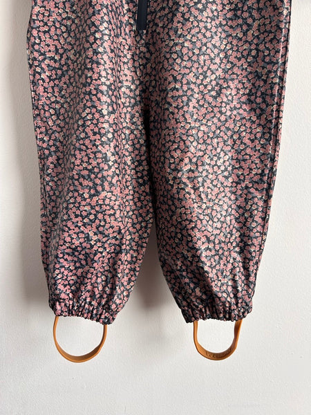 Wheat Pink and Blue Floral Rubberized Rainsuit • 18-24 months