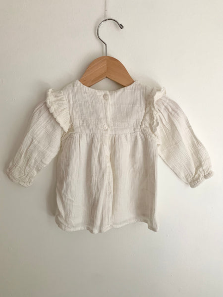 Zara White Smocked Dress • 0-3 months