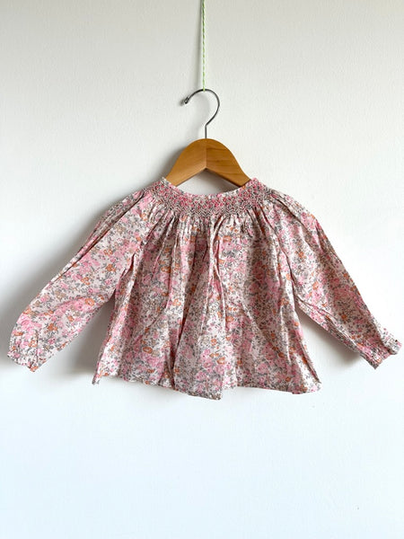 Bonpoint Long Sleeve Smocked Pink Top • 18-24 months