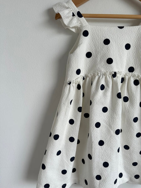 Zara White Polkadot Flutter Sleeve Tank Dress • 3-4 years