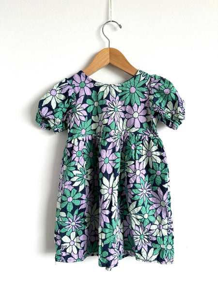 Cotton On Green and Purple Puff Sleeve Dress • 3-4 years