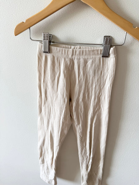 H&M Ribbed White Leggings • 4-5 years