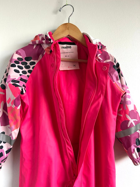 Reima Pink and Patterned Rainsuit • 3-4 years (98cm)