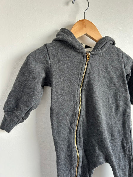 Mini Mioche Grey Plush Biker Romper • 6-12 months