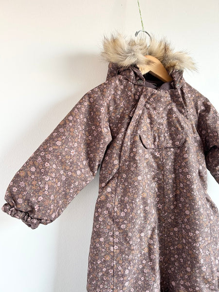Wheat Kids Brown, Purple, and Pink Floral Nickie Snowsuit • 2-3 years
