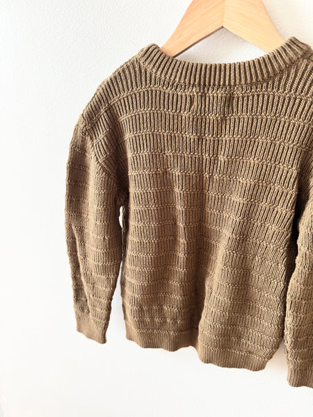 Wheat Brown Knit Striped Sweater • 4-5 years