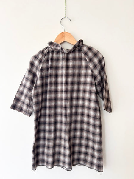 Bonpoint Brown Sparkly Plaid Dress • 5-6 years *