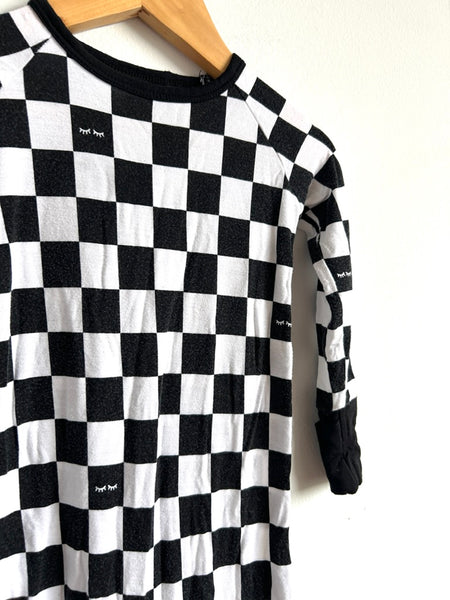 Little Sleepies Black and White Checkered Zip Romper • 6-12 months