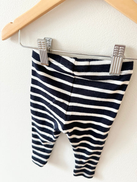 Simply Merino Black Striped Leggings • 3-6 months