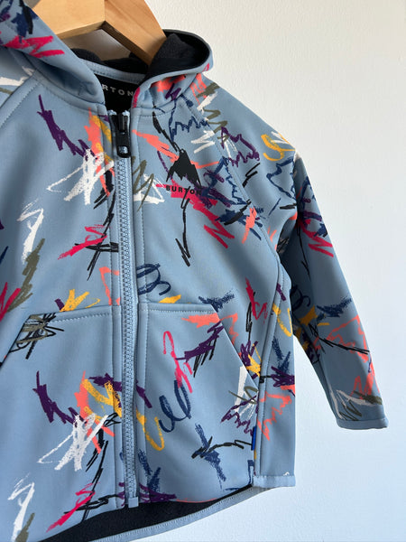 Burton Zip Up Blue Squiggle Hooded Sweater • 2-3 years