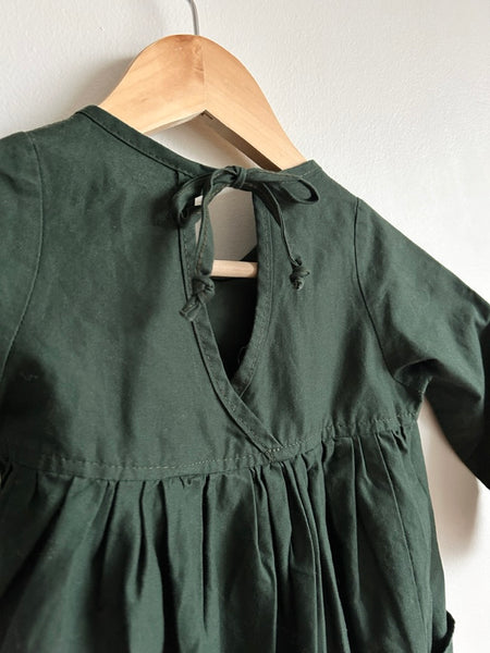 Nest and Nurture Green Long Sleeve Cotton Dress • 2 years