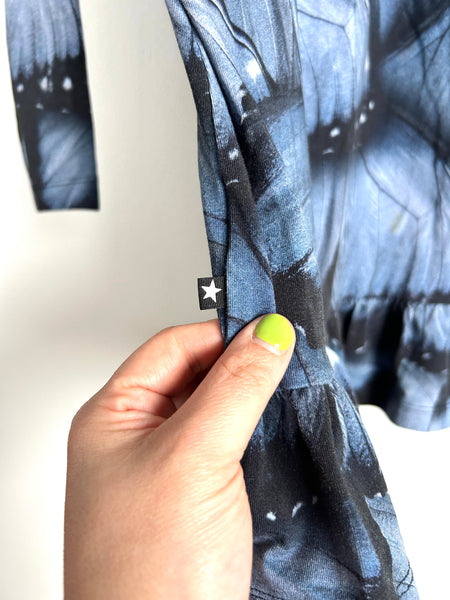 Molo Blue Butterfly Ruffle Dress • 7-10 years