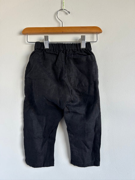 Haven Kids Black Linen Trousers • 12-24 months