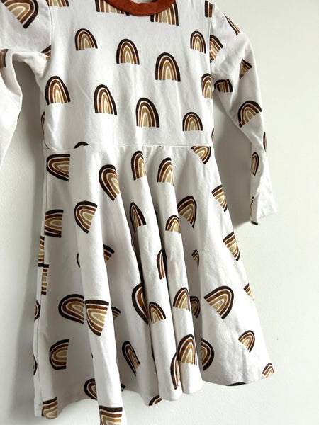 Finn and Ark Brown Rainbow Long Sleeve Dress • 3 years