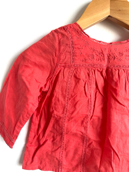 Bonpoint Coral Long Sleeve Embroidered Tunic • 12 months