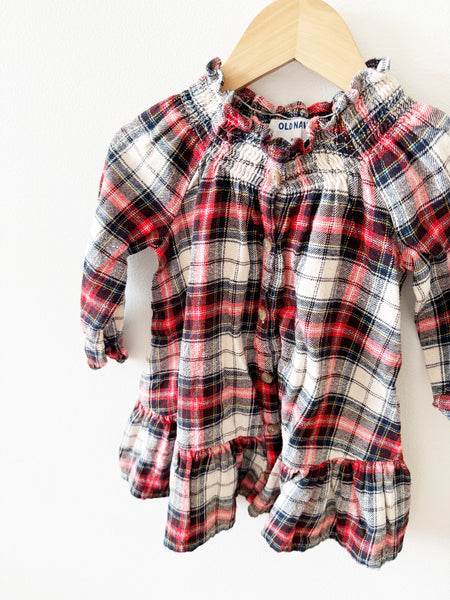 Old Navy Plaid Ruffle Bottom Dress • 18-24 months