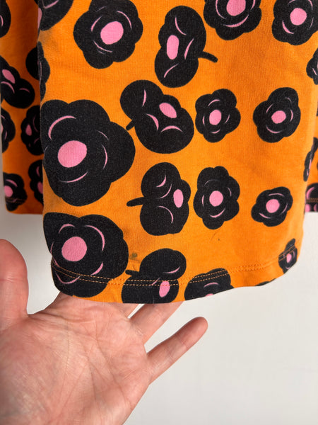 Marimekko Orange Floral Long Sleeve Dress • 6-7 years (122cm-128cm)