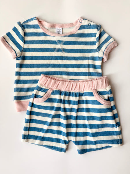 NEW Nordstrom 2pc Striped Terry Shorts Set • 1-2 years