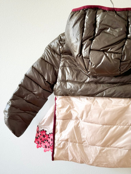 NEW Moncler Down Filled Winter Jacket With Floral Lace Sides • 5-7 years