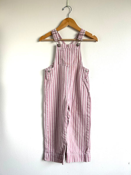 Zara Pink Striped Overalls • 4 years