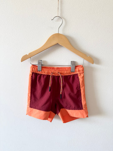 Hanna Andersson Red and Orange Swim Shorts • 2-3 years