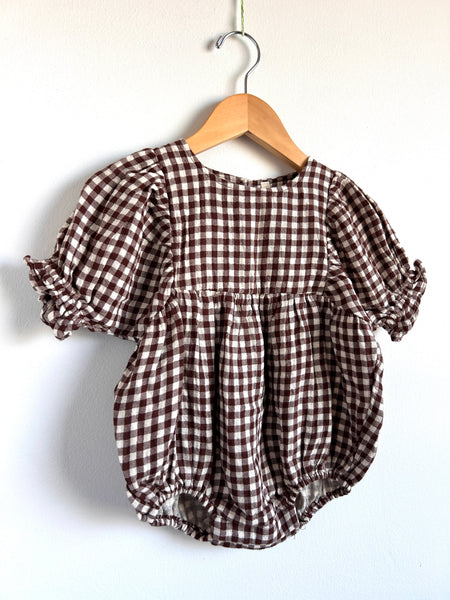 NEW Quincy Mae Cotton Brown Muslin Bubble Romper • 18-24 months