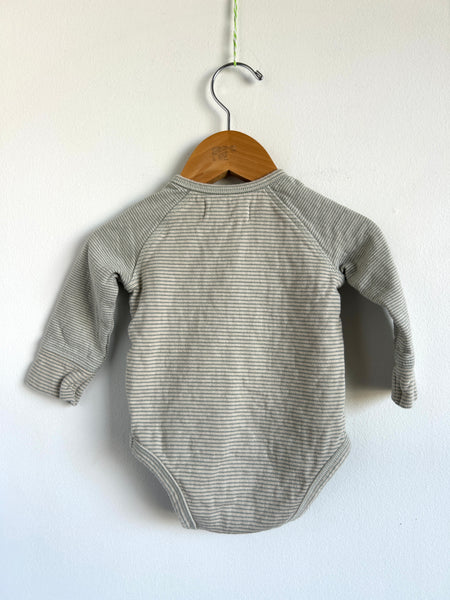 Pehr Blue Stripe Button Onesie • 3-6 months
