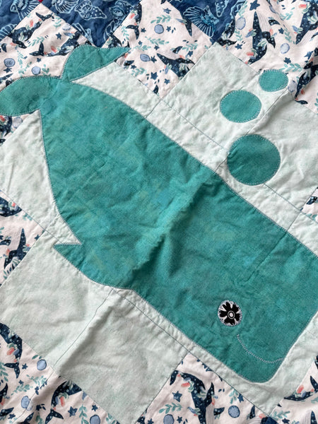 Handmade Whale Quilt • 42" x 42"