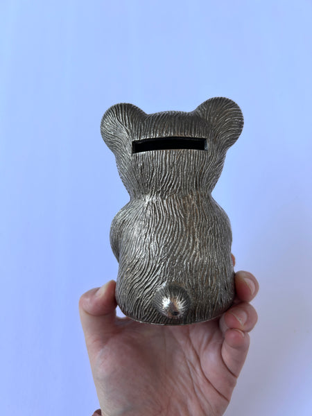 Vintage Metal Teddy Bear Piggy Bank