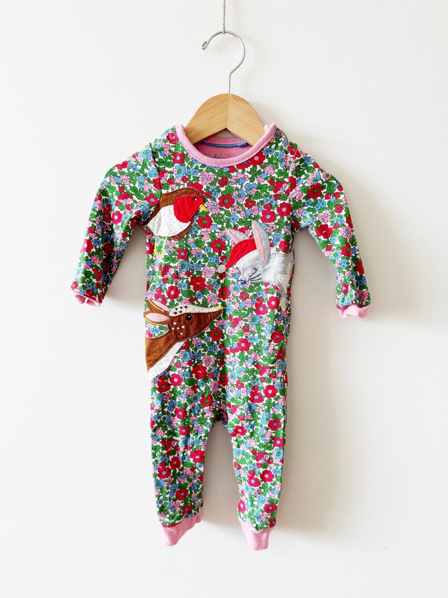 Mini Boden Floral Forest Friends Romper • 3-6 months