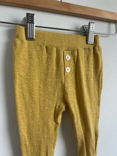 Kate Quinn Yellow Pointelle Footed Pants • 0-3 months