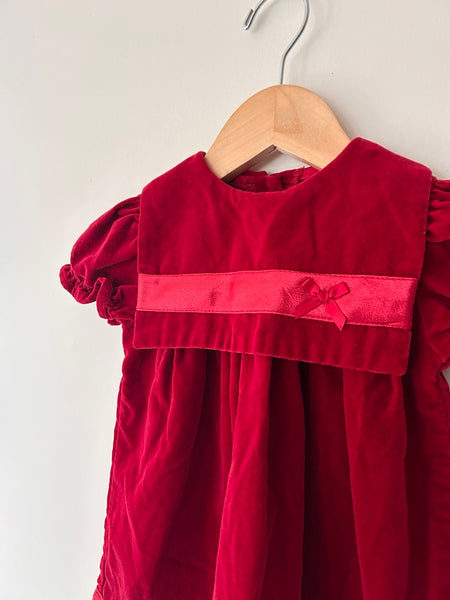 Vintage Velvety Red Dress • 3-6 months *
