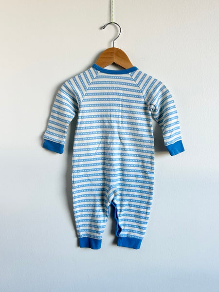 Reflex Blue and White Merino Blend Romper • 9-18 months (74cm)