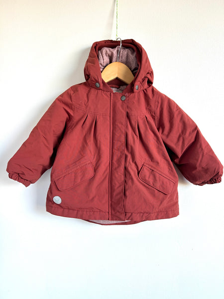 Wheat Maroon and Floral Lined Jacket • 18 months