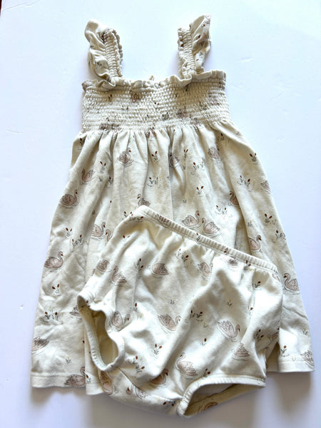 Quincy Mae 2pc Swan Dress and Bloomer Set • 3-4 years