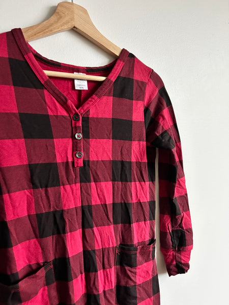 Smash and Tess Red Buffalo Plaid Romper • 12-13 years