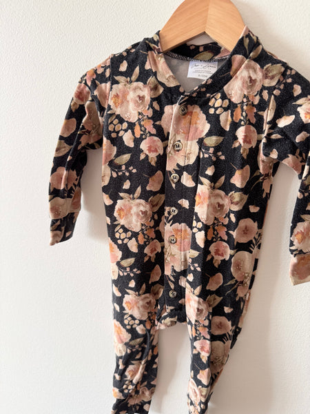 Jax and Lennon Black Floral Romper • 6-12 months