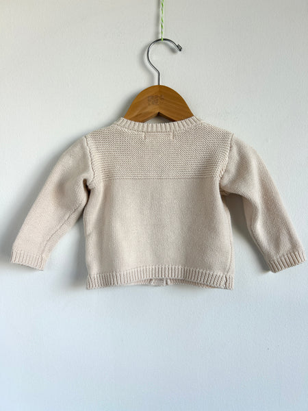 Quincy Mae Cream Button Cardigan • 3-6 months