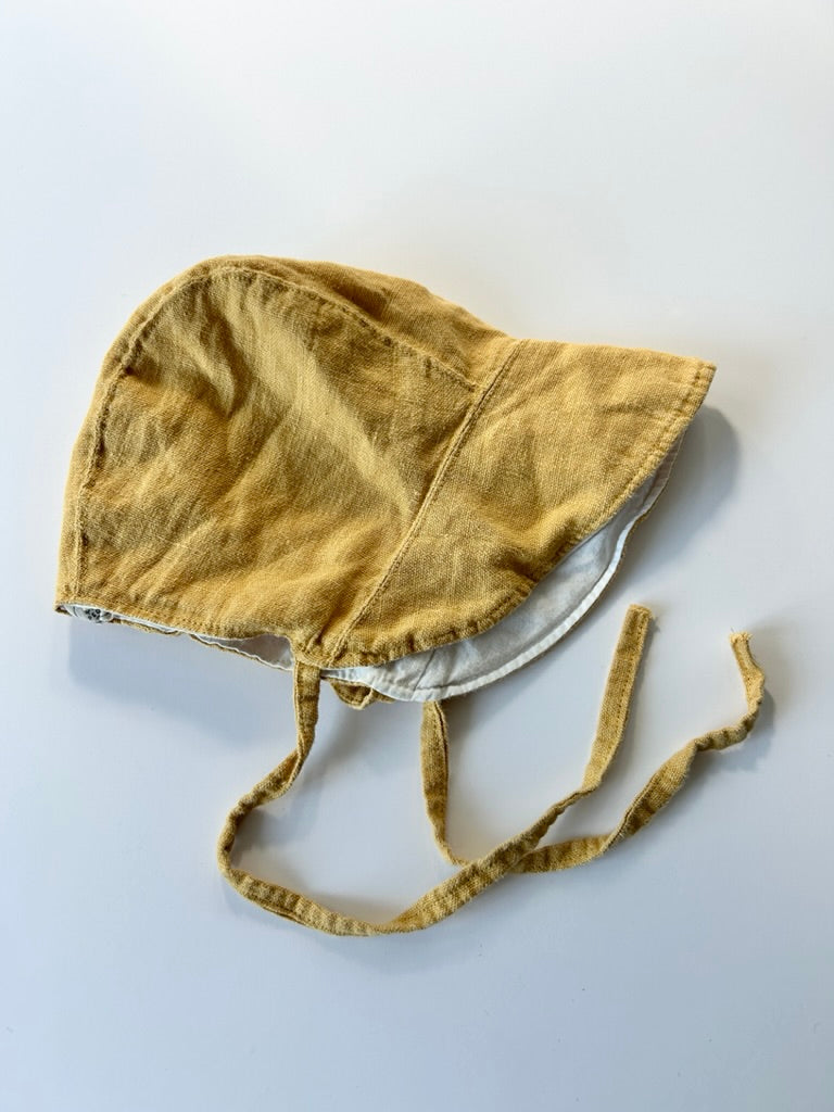 Rain People Yellow Linen Bonnet • 18-24 months
