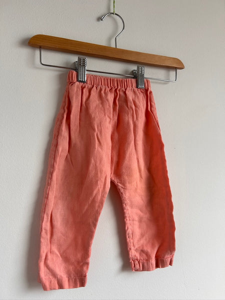 Red Creek Linen Pink Drop Crotch Pants • 1-2 years