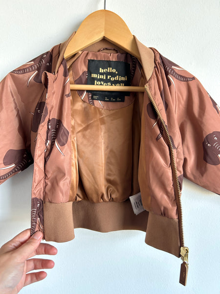 Mini Rodini Elephant Brown Bomber Jacket • 9-18 months
