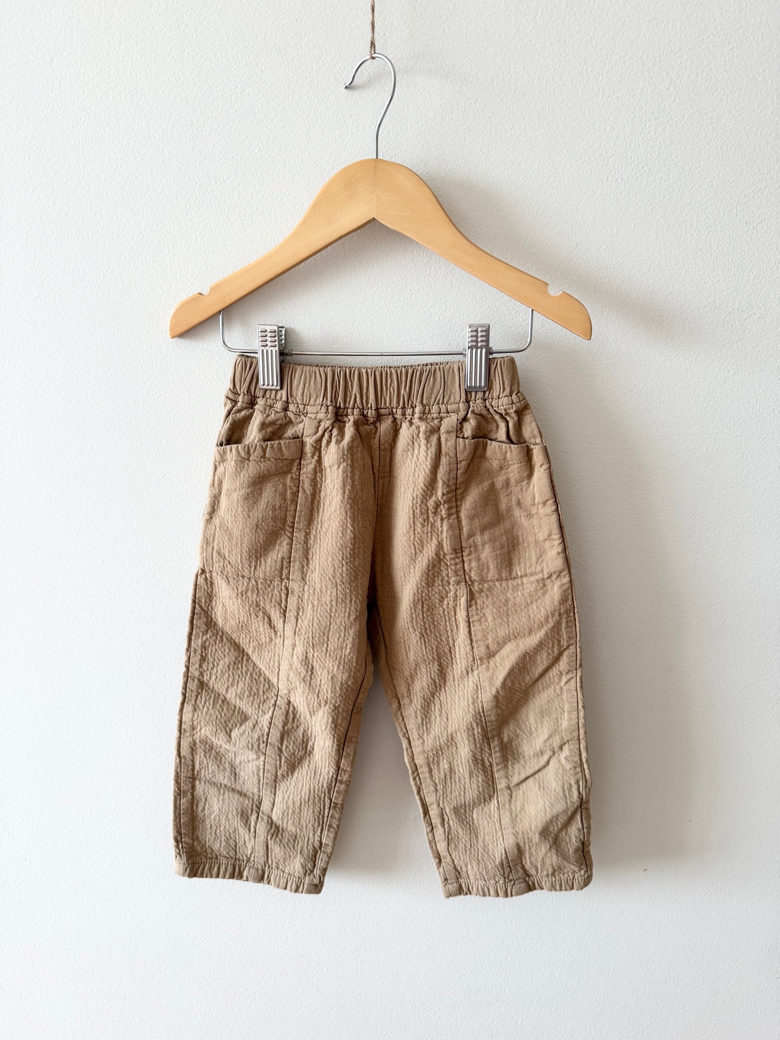 Ambb Kids Brown Wide Leg Crinkle Pants • 2-3 years