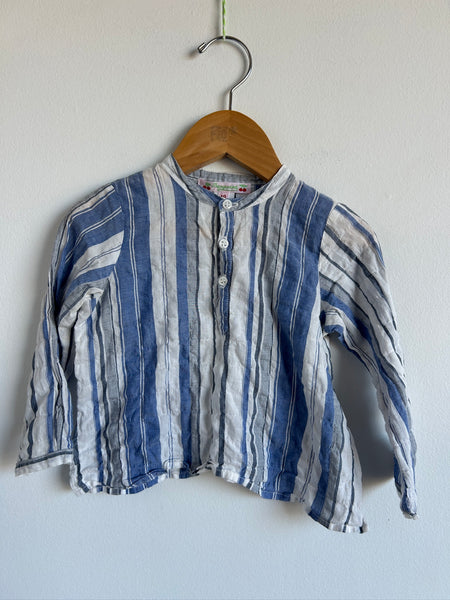 Bonpoint Blue and White Striped Top • 18-24 months