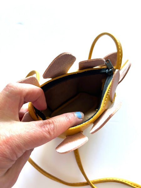 Yellow Pleather Dinosaur Purse