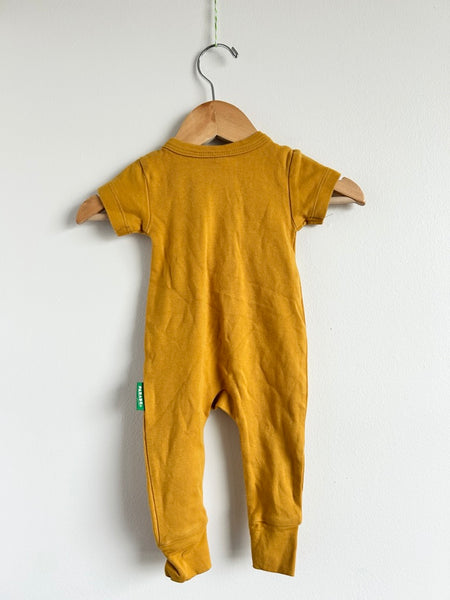 Parade Organics Yellow Shortie Cotton Zip Romper • 0-3 months
