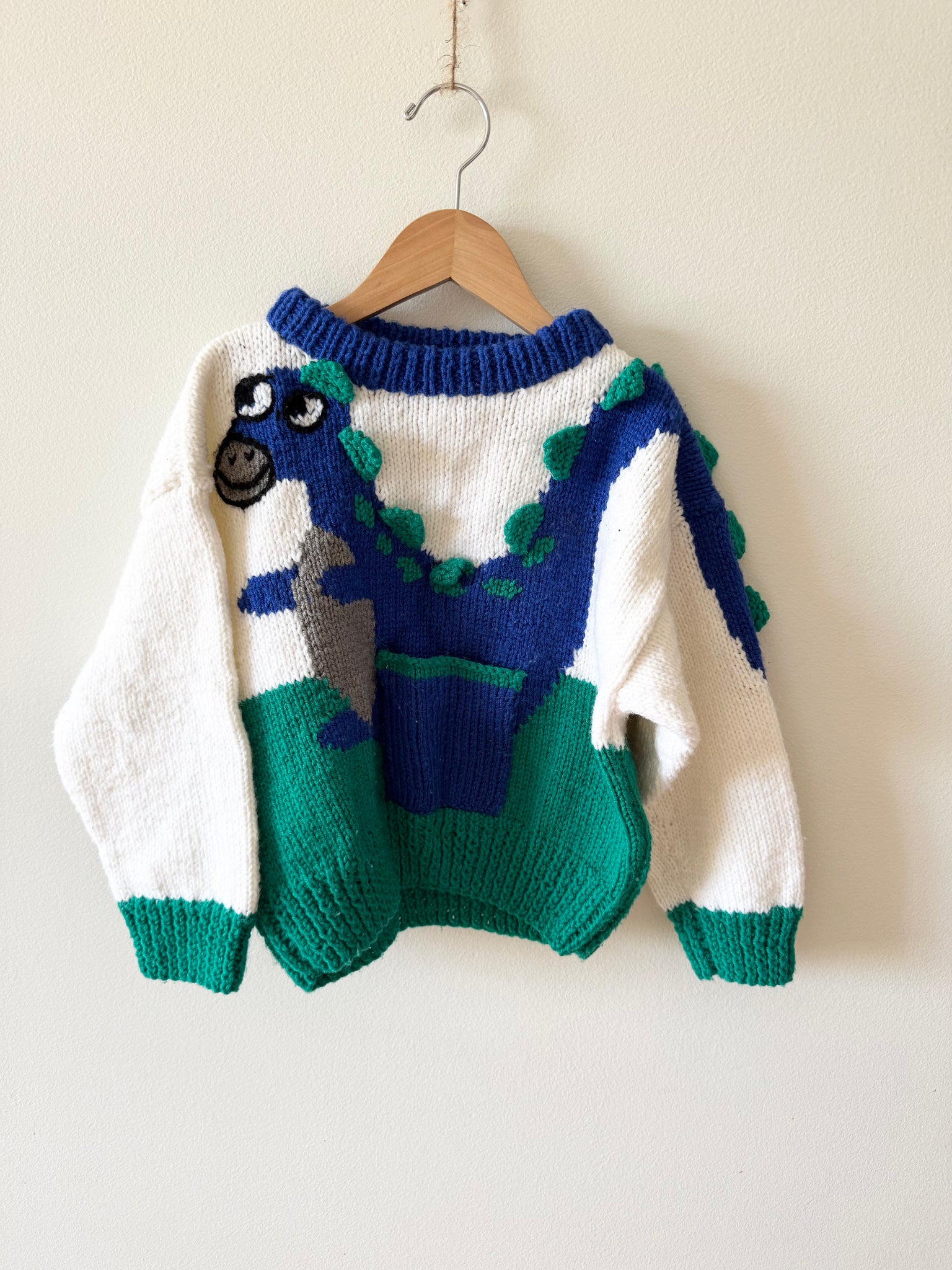 Vintage Handknit Dinosaur Sweater • 2-5 years