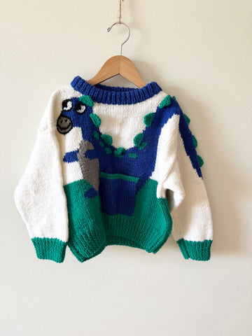 Vintage Handknit Dinosaur Sweater • 2-5 years
