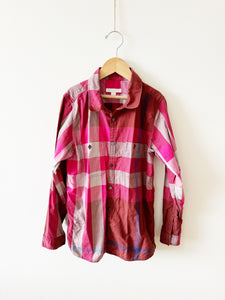 Burberry Plaid Button Up Shirt • 10-12 years